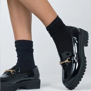 Princess Polly Capri Black Loafers, Size 7